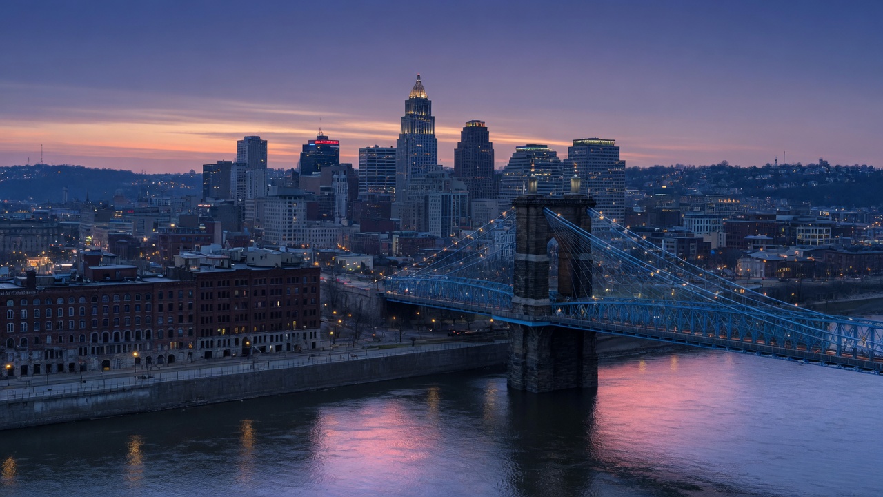 Downtown Cincinnati skyline and Ohio River