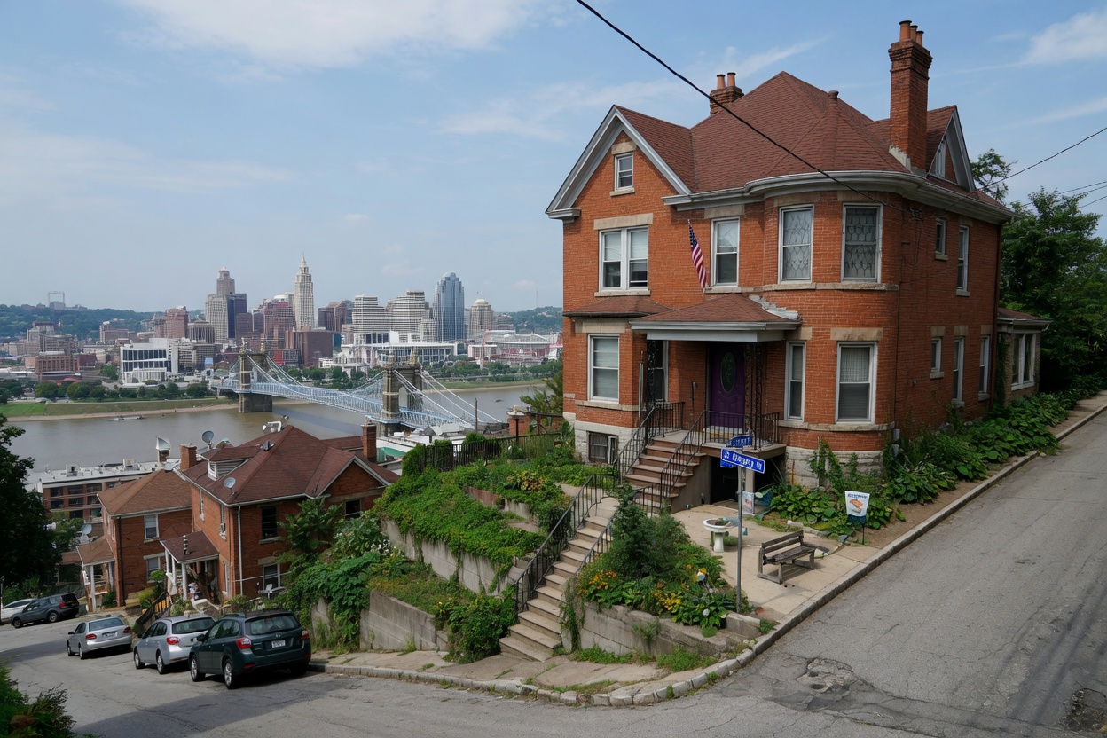 Hillside house with a walkout in Mount Adams, Cincinnati